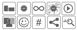 Ícones de características do Totem Box II Vertical e Horizontal