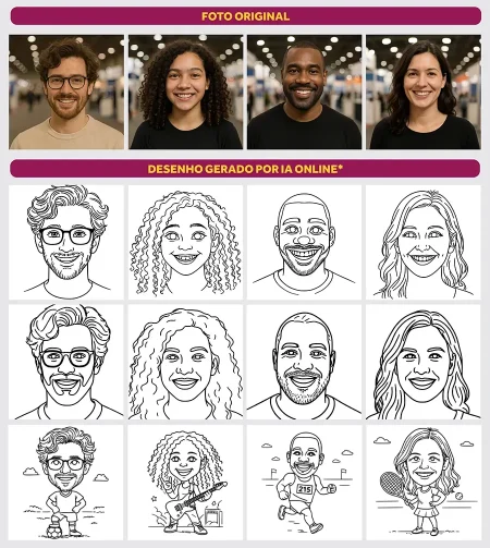 exemplos das imagens geradas pelo sketch bot caricaturas com inteligencia artificial